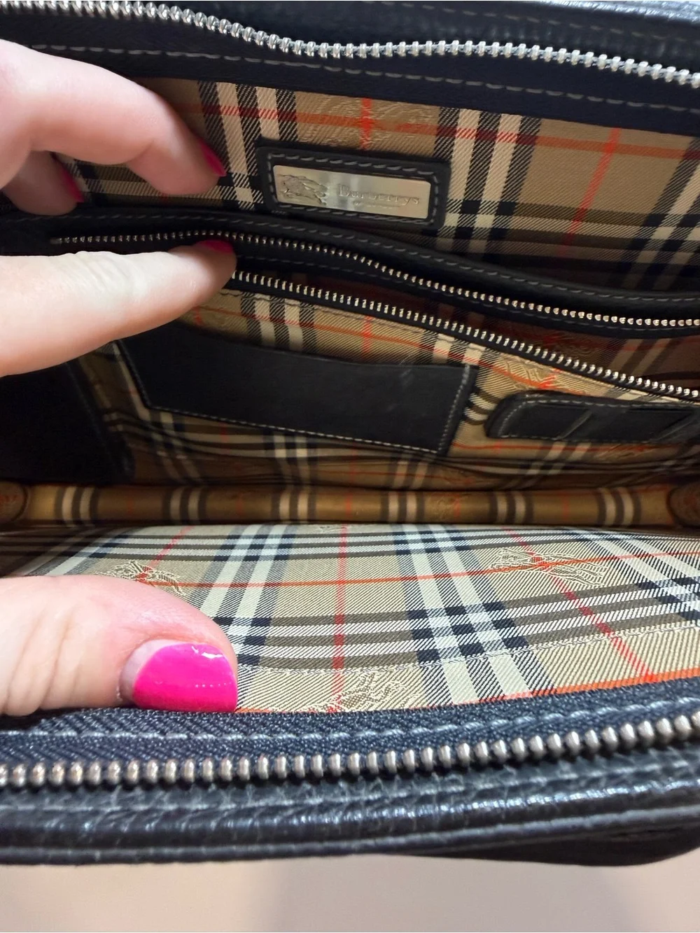 Burberry Vintage Black Leather Briefcase Bag